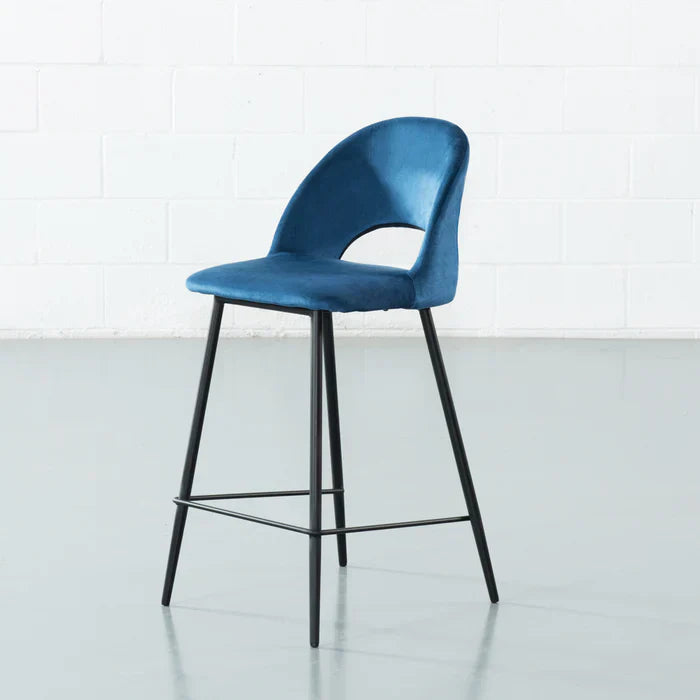 Milo Blue Velvet Bar Stool