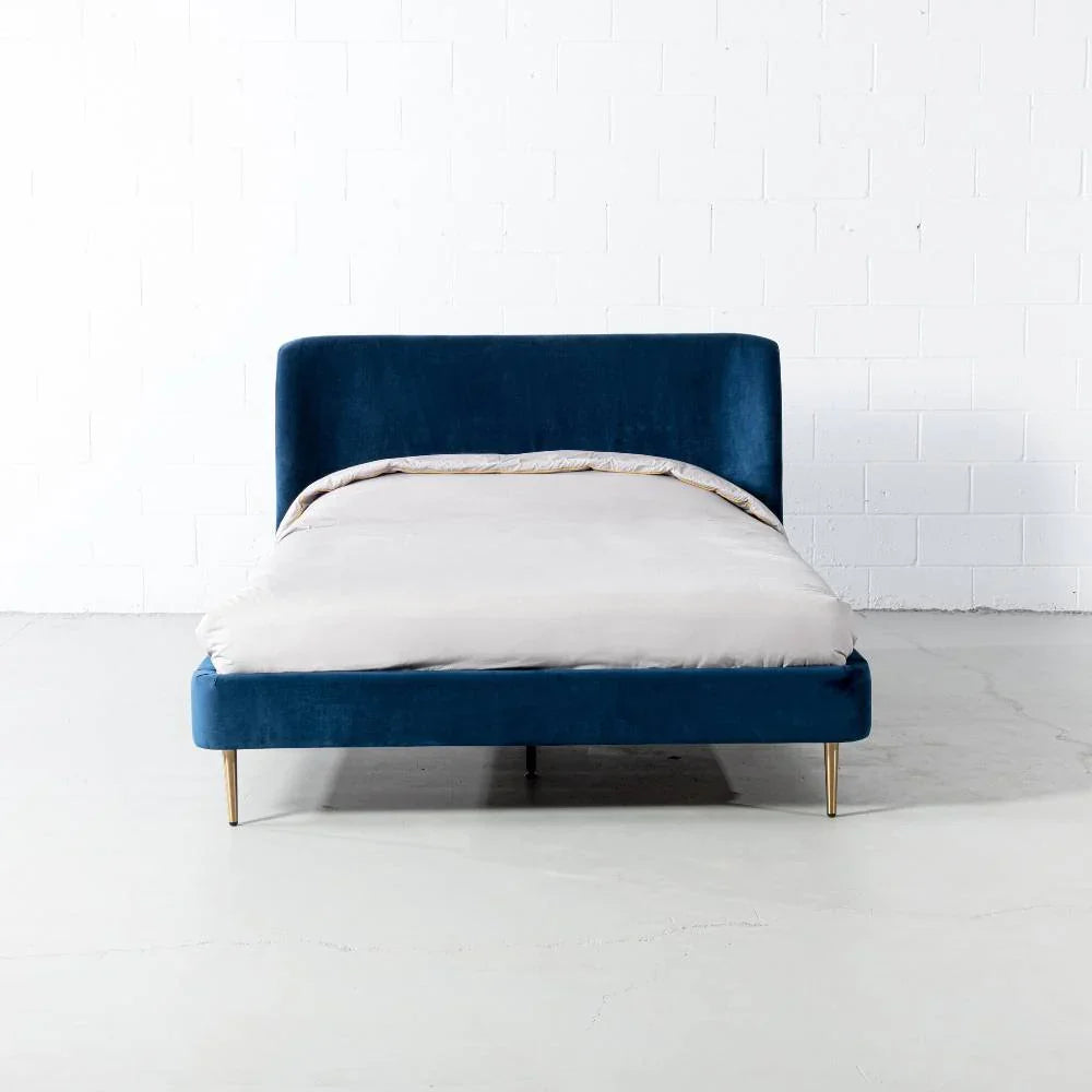 MEREDITH - Dark Blue Velvet Bed - FINAL SALE