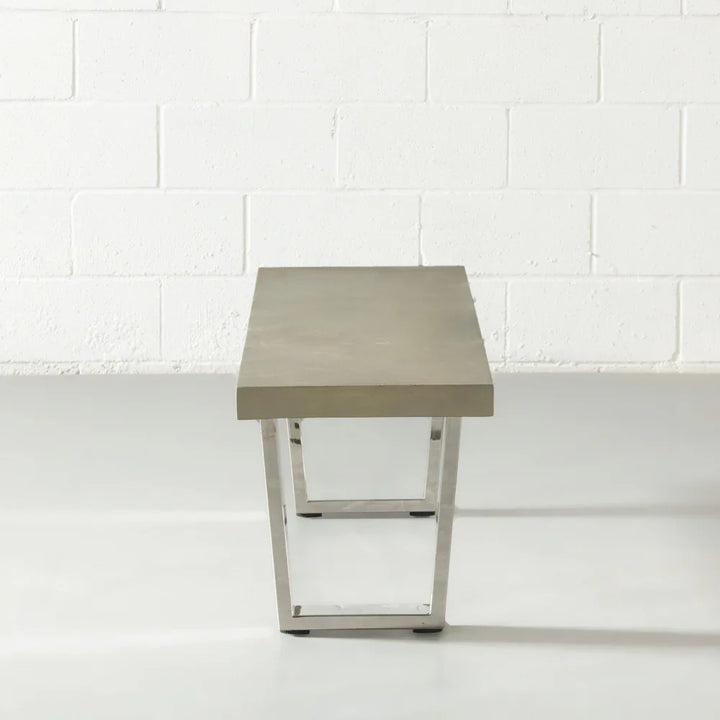 VERONA - Grey Concrete Bench with U Chrome Legs